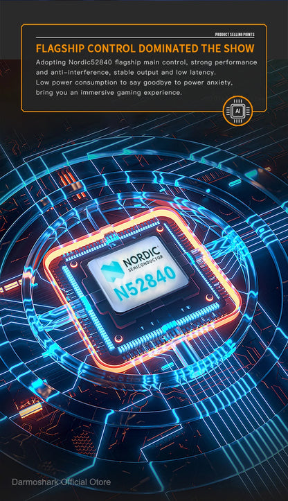 Ratón gaming Darmoshark M3Pro 2.4G BT inalámbrico trimodo con sensor PAW3395 N52840, 26000DPI, para manos grandes, controlador macro para gaming