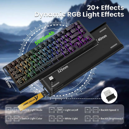 ATTACK SHARK X68PRO HE Wireless Rapid Trigger Gaming Keyboard, 60% Hall Effect Magnetic Keyboard, Tri-Mode Mechanical Gaming Keyboard with 8K Polling Rate & Adjustable Actuation