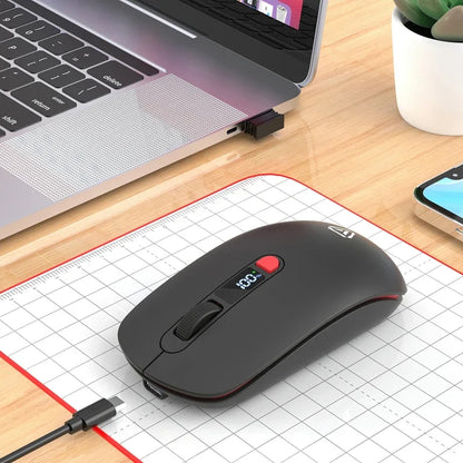 Lenovo Wireless Mouse Bluetooth 2.4G With Smart Display Silent Portable Silent Click Mouse Rechargeable Office Computers Laptops