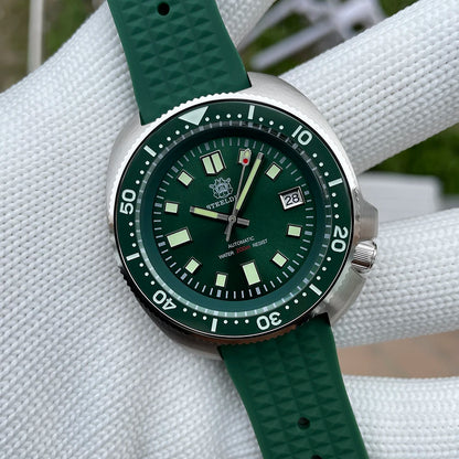 SD1970 Marca STEELDIVE, 44 mm, vidro de safira com revestimento AR transparente, luneta em cerâmica, movimento NH35, relógio de mergulho automático «Turtle»
