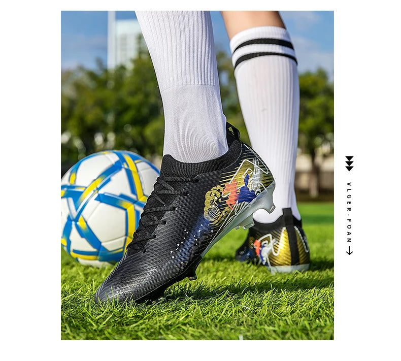 New Men Football Boots Cleats Training Shoes Soccer Shoes Non-Slip Match Ultralight Soccer FG Long Spikes Outdoor Drop Shipping