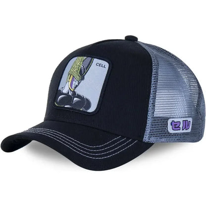New Dragon Ball Son Goku Cap Summer Travel Peaked Cap Men's Embroidery Hip-Hop Cap Style Sun Visor Adjustable Trucker Mesh Cap