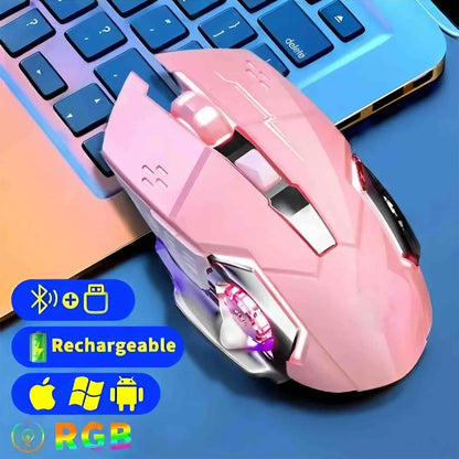 Bluetooth herní myš k počítači, dobíjecí bezdrátová myš USB, mechanická e-sportovní podsvícená myš PC Gamer pro počítač
