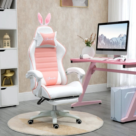 Ergonomic Gaming Chair with Footrest, 135° Reclining Gamer Chair, Adjustable Height Gaming Chair with Lumbar Cushion & Headrest