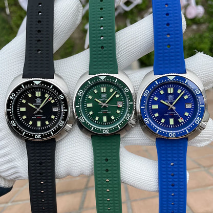 SD1970 Marca STEELDIVE, 44 mm, vidro de safira com revestimento AR transparente, luneta em cerâmica, movimento NH35, relógio de mergulho automático «Turtle»
