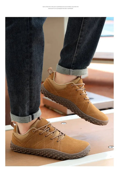 Suede Leather Shoes PU Fabric Wide Toe Shoe Anti Slip Hiking Shoe Workwear Men's Sports Shoes Women's Outdoor Walking Shoes