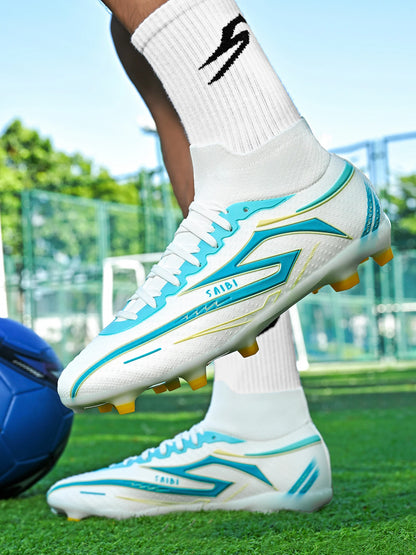 AG/FG Football Boots Unisex Kids Youth PU+Fabric Upper TPU Sole Anti-Slip Durable Outdoor Sports Pitch Training Shoes