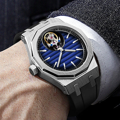 Raymondoya Men Flying Tourbillon Movement Mechanical Automatic Luxury Watches Wristwatches Skeleton Watch Brand For Man Sapphire