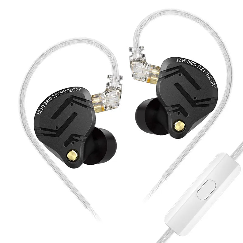 Auscultadores intra-auriculares KZ ZS12 PRO X Hybrid Dynamic Balanced Armature IEM, auscultadores intra-auriculares Hi-Fi com cabo destacável banhado a prata, auscultadores com fio de qualidade de estúdio