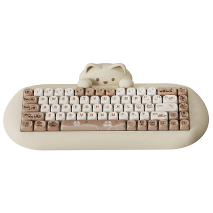 YUNZII C68 Pink 65% Hi-Fi Cute Cat Silicone Hot Swap NKRO  Ergonomic Wireless BT5.0/2.4G/Wired RGB Mechanical Gaming Keyboard