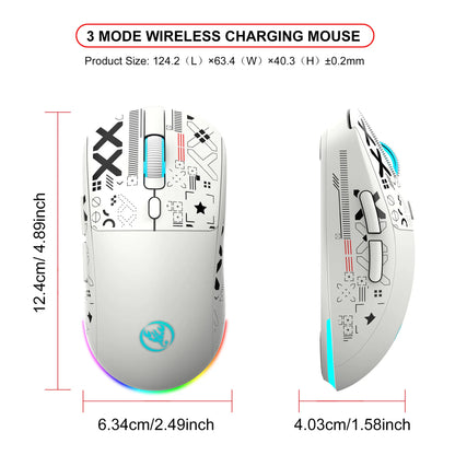 Mouse gaming Bluetooth a 3 modalità, ricaricabile, 2.4G USB wireless, con retroilluminazione RGB, per iPad, tablet, laptop e computer