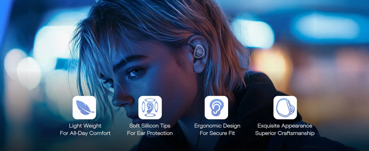 Linsoul Kiwi Ears Aether HiFi Earphones with 15.3mm Planar Driver, Premium Wired IEM Earphones, Detachable Cable System for Gaming & Music