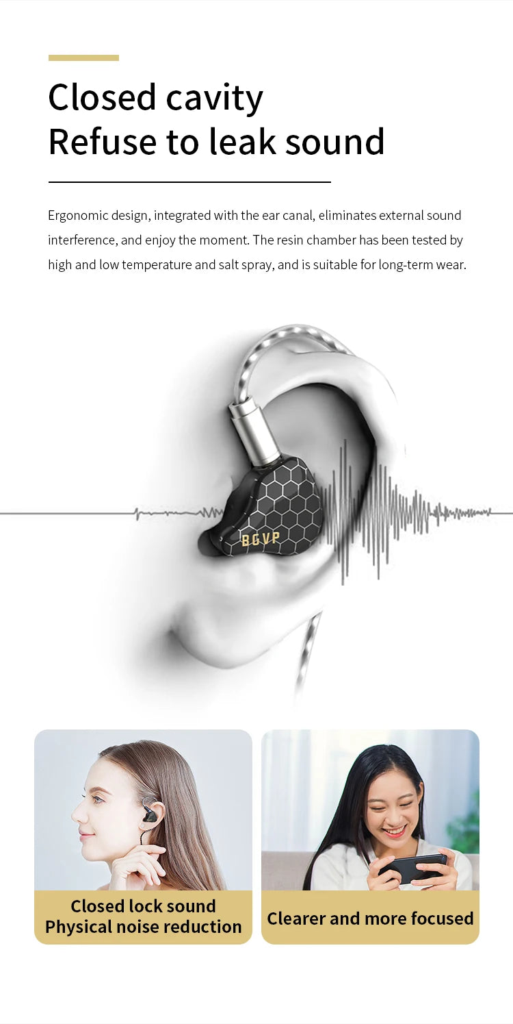 BGVP Scale 2DD HiFi Wired Earphones In Ear Monitor Headphones with 6D Sound Effects, Gaming Headset, Bass Stereo Earbuds with Detachable Cable