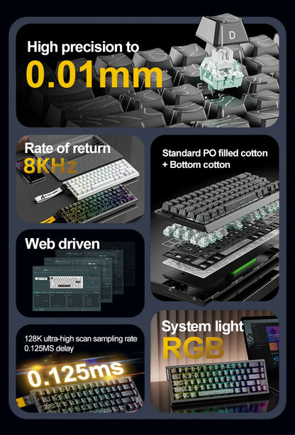 ATTACK SHARK X68 HE Rapid Trigger Magnetic Keyboard 8KHz Wired Gaming Keyboard, 60% RGB Hall Effect Keyboard with 0.01mm RT Accuracy, Snap Tap & DKS for PC/Mac