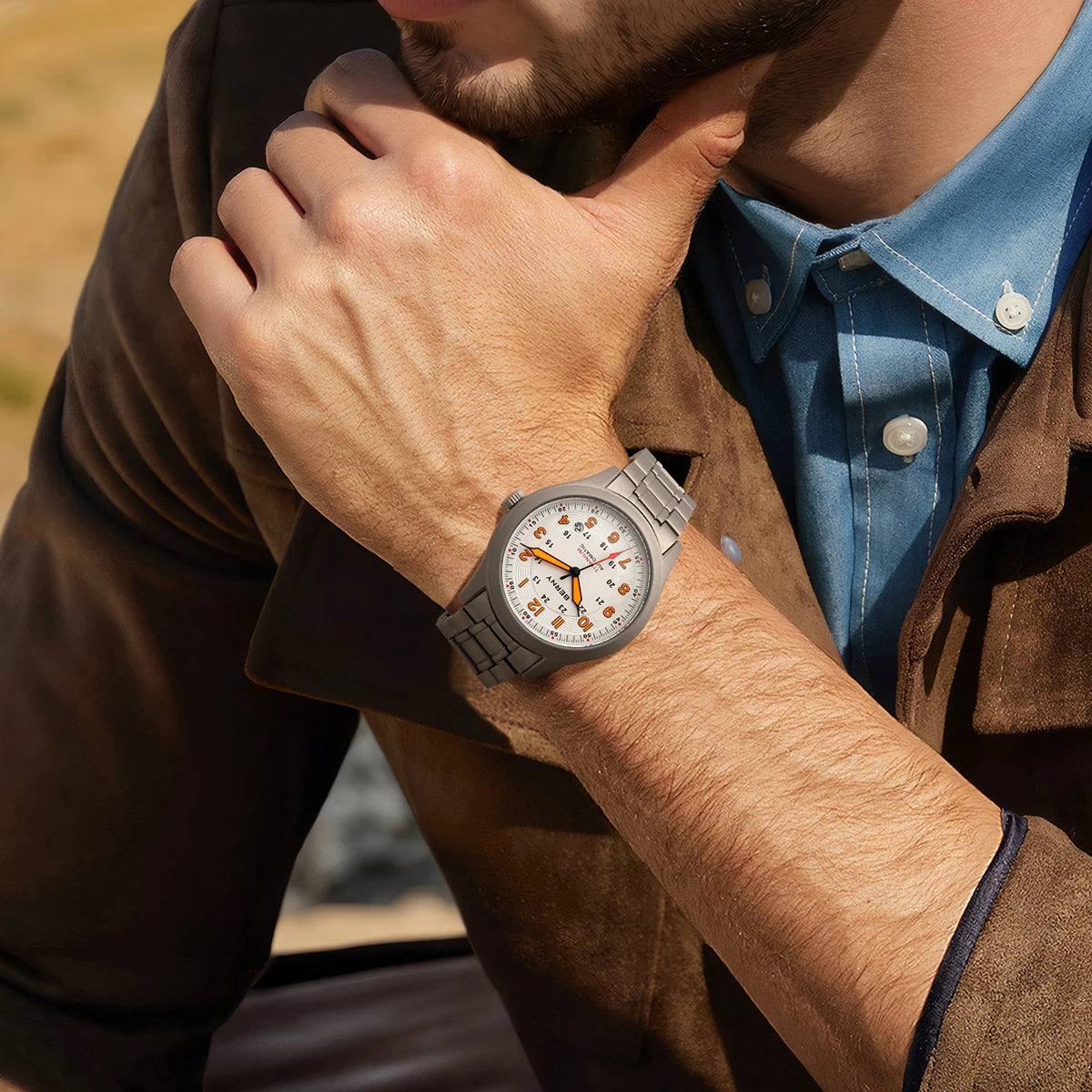 BERNY Titanium Automatic Men's Field Watches Date Sapphire Super Luminous Sports Easy Read Outdoor 10ATM Mechanical Watch