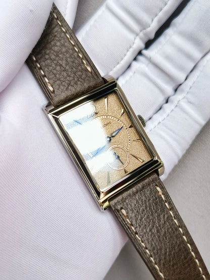 2026 Specht&Söhne Ultra Thin 7.5mm Rectangular Watch Japan Quartz Movt Small Seconds Sandblasted Dial Grey Leather Strap Watch