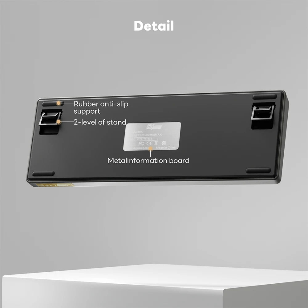 Royal Kludge RK R65 Brazilian Portuguese Mechanical Keyboard Gasket Wired Hot-swappable 66 Key 65% RGB Backlit Gamer Keyboard