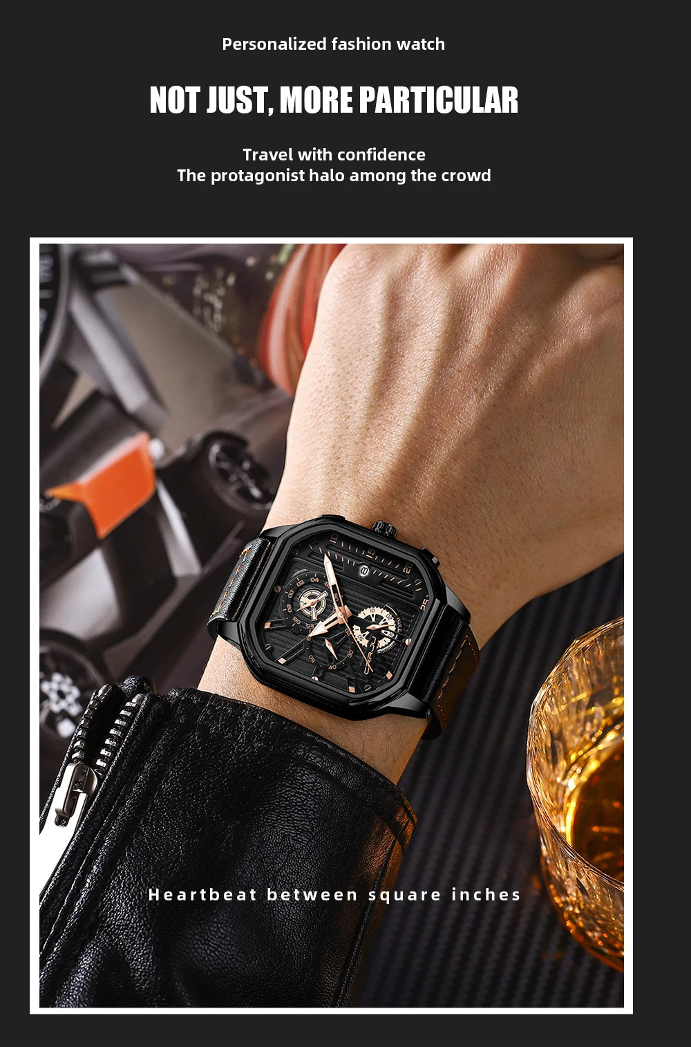 CRRJU Fashion Square Dial Leather Mens Watches Luxury Sport Waterproof Watch Man Chronograph Quartz WristWatches Homme+Box