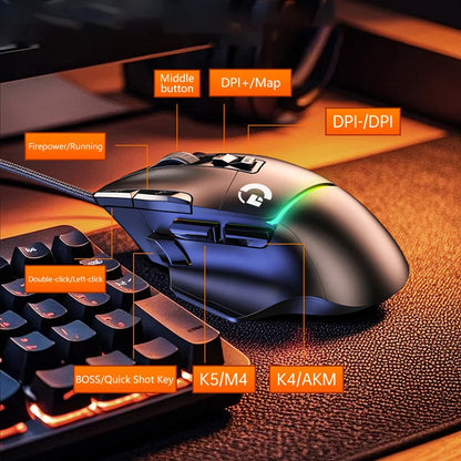 Wireless Gaming Mouse Bluetooth Rechargeable RGB Gaming Mouse with Optical Sensor, Programmable Wireless Gaming Mouse for Windows, Wired & Tri-Mode