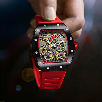 ONOLA Men’s Luxury Automatic Mechanical Watch  Hollow Skeleton Dial & Waterproof Design