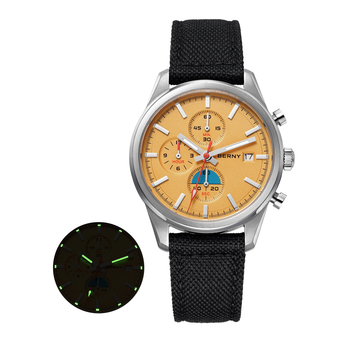 BERNY Top Quartz Chronograph Men's Watches Luminous Miyota 0S10 Sapphire AR Coated 5ATM Waterproof 2026 New Sports Men's Watches