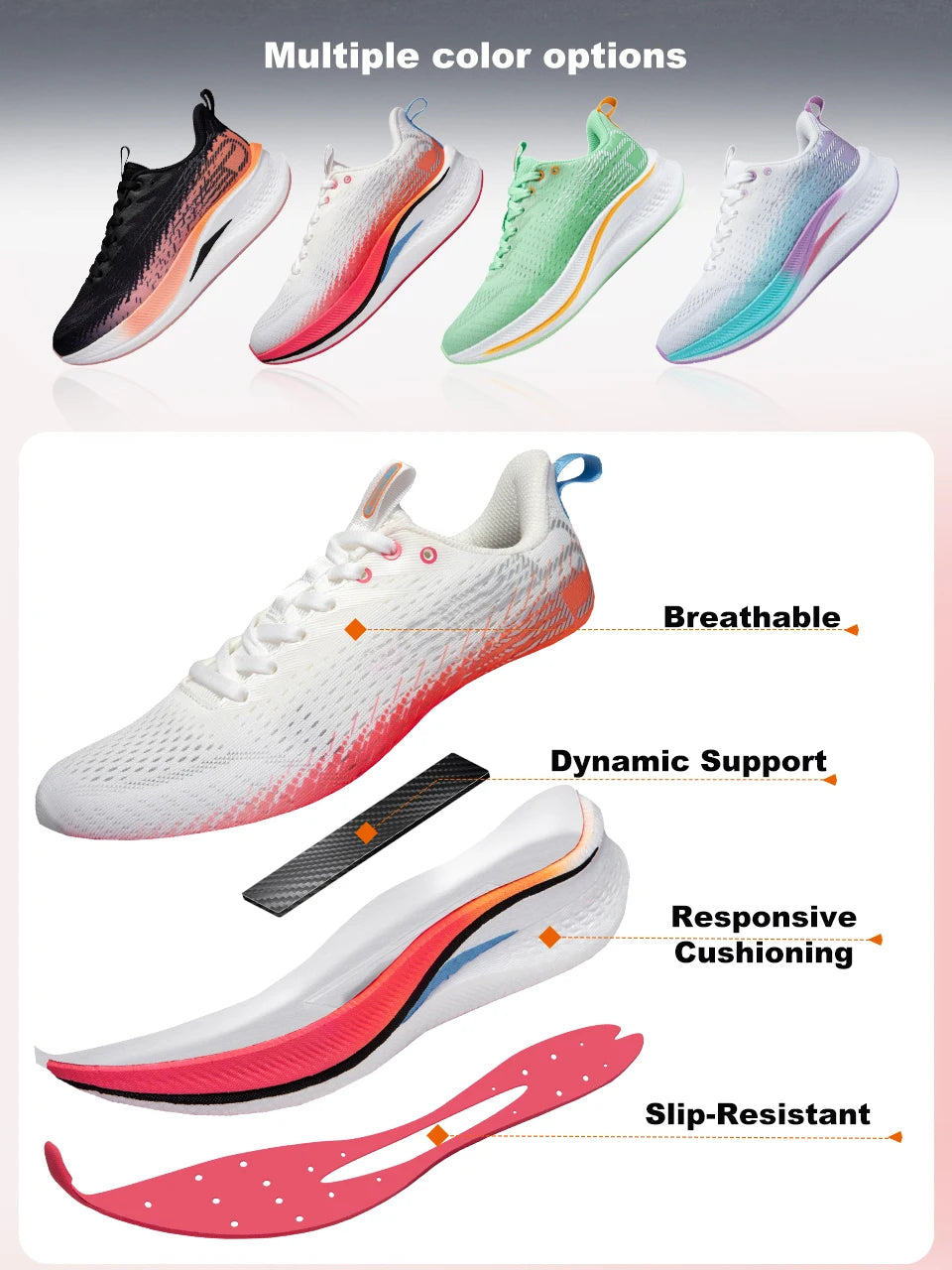 Baasploa Women Carbon Plate Running Shoes Outdoor Professional Cushioning Jogging Sneakers Female Casual Breathable Sports Shoes