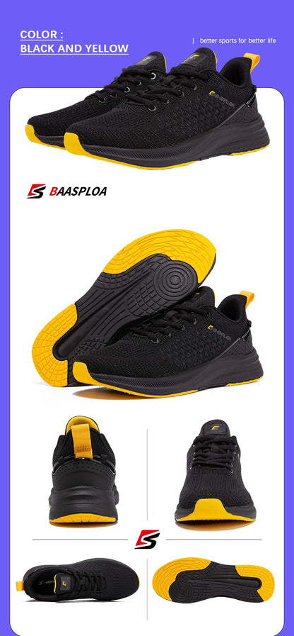 Baasploa Men Running Sneakers Brand Casual Lightweight Designer Mesh Jogging Shoes Male Breathable Lace-Up Sports Walking Shoes