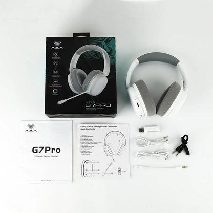 Auriculares gaming AULA G7 Pro con sonido envolvente 7.1, Bluetooth 5.3 inalámbrico y micrófono con cancelación de ruido para PS5/PS4/PC/Switch
