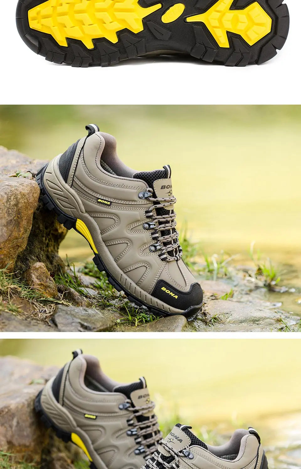 BONA New Arrival Classics Style Men Hiking Shoes Lace Up Men Sport Shoes Outdoor Jogging Trekking Sneakers