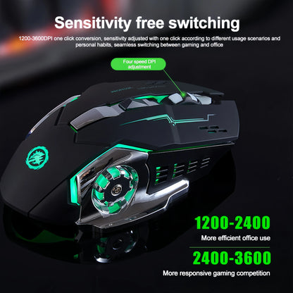Ratón KEBIDUMEI de doble modo Bluetooth 5.2, ratón inalámbrico 2.4G, ratón gaming RGB recargable silencioso 3600 DPI para portátil