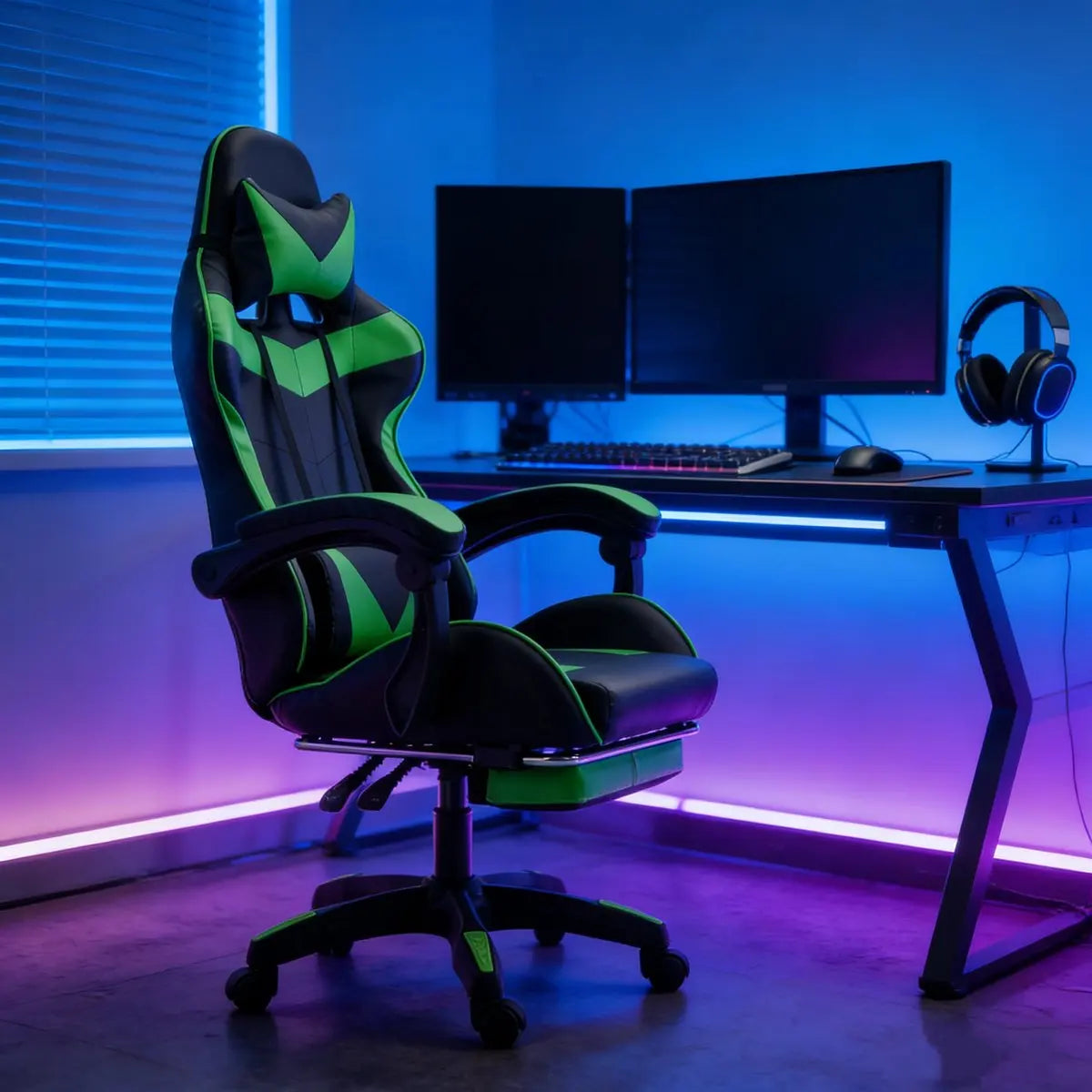 Gaming Chair Ergonomic Cat Ear Gaming Chair with Adjustable Armrests, Reclining Office Chair, Height Adjustable Computer Chair with Pillows