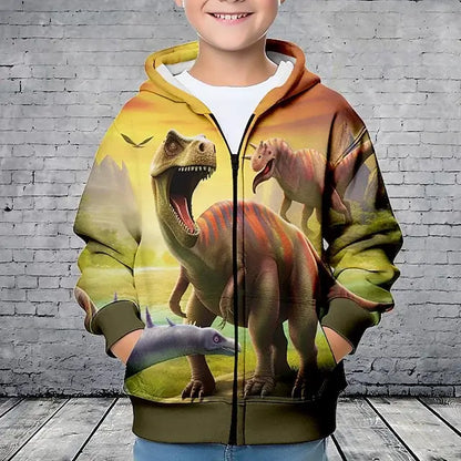 Produit gaming premium Fraquane Hoodies Animal Dinosaurs 3D Printed Zipper Sweatshirts Boys Girls Sweatshirts Children Fashion Long Sleeve Oversized Hoodie Coat, produits de luxe