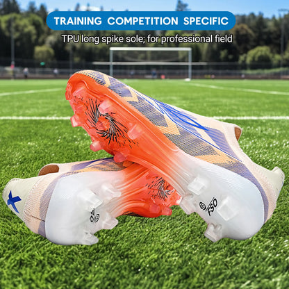 AG/FG Soccer Cleats for Men Women Kids Youth PU Fabric Upper TPU Sole Non-Slip Wear-Resistant for Natural Grass Sports Pitch Training