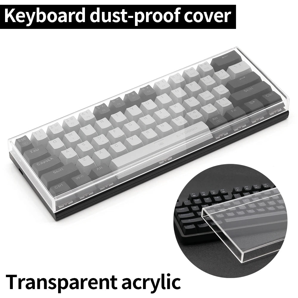 Acrylic Keyboard Clear Protector Case for Mechanical Keyboard, Transparent Keyboard Dust Cover for 60/61/64/96/98/104/108 Key Keyboards & Mouse