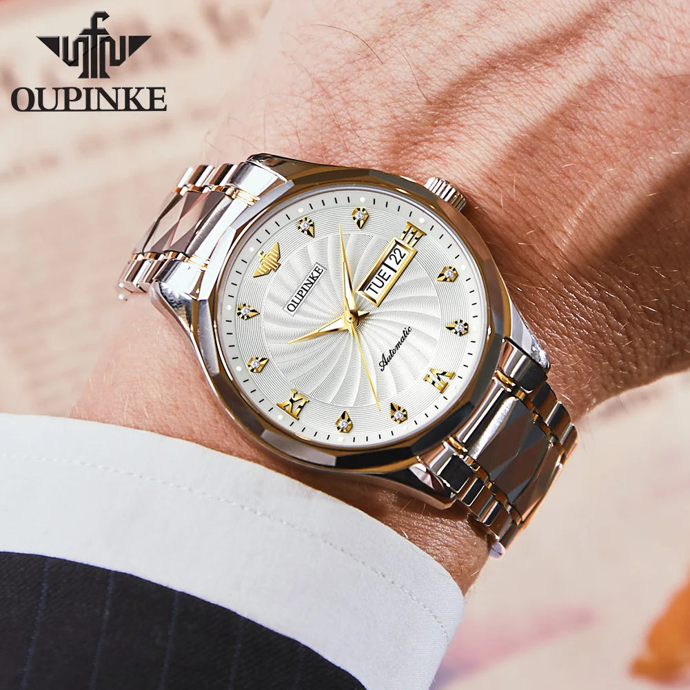 OUPINKE 3169 Japan Movement Men's Watch Classic Luxury Men's Watches Tungsten steel Strap Man Wristwatch