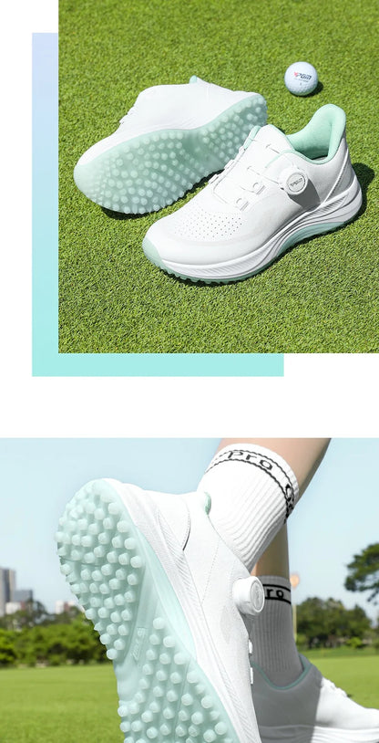 PGM Women Golf Shoes Summer Breathable Knob Shoelaces Height Increase Anti Slip Korean Outdoor Sports Sneakers XZ417