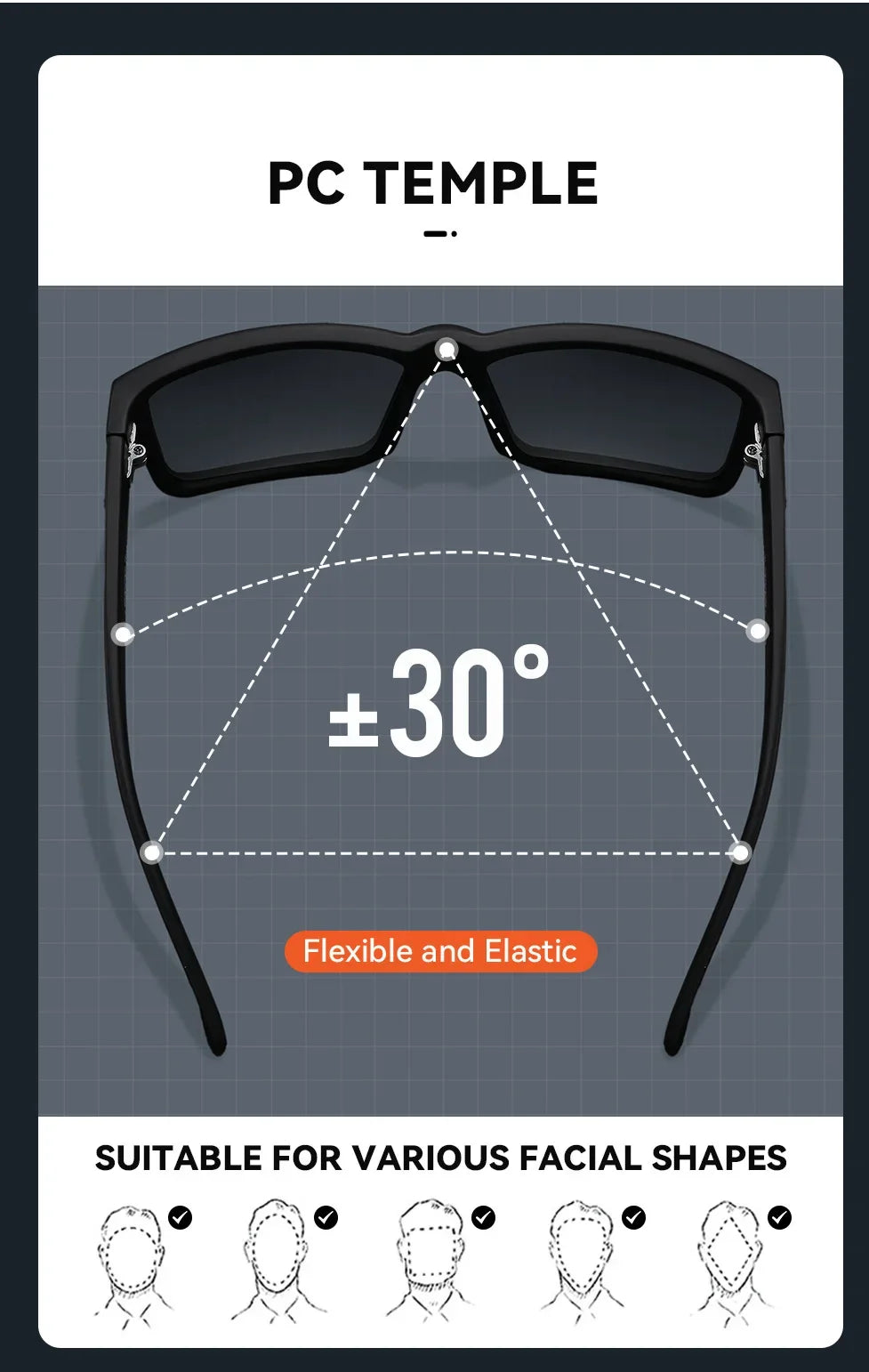 KAENON Fashion Square Versatile Polarized Sunglasses Men Women Sports Fishing Driving Sun Glasses UV400 Eyewear