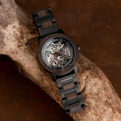 Automatic Mechanical Watch BOBO BIRD New Top Business Men Wooden Wristwatch Unique Custom Engraved Watches Christmas Gift Box