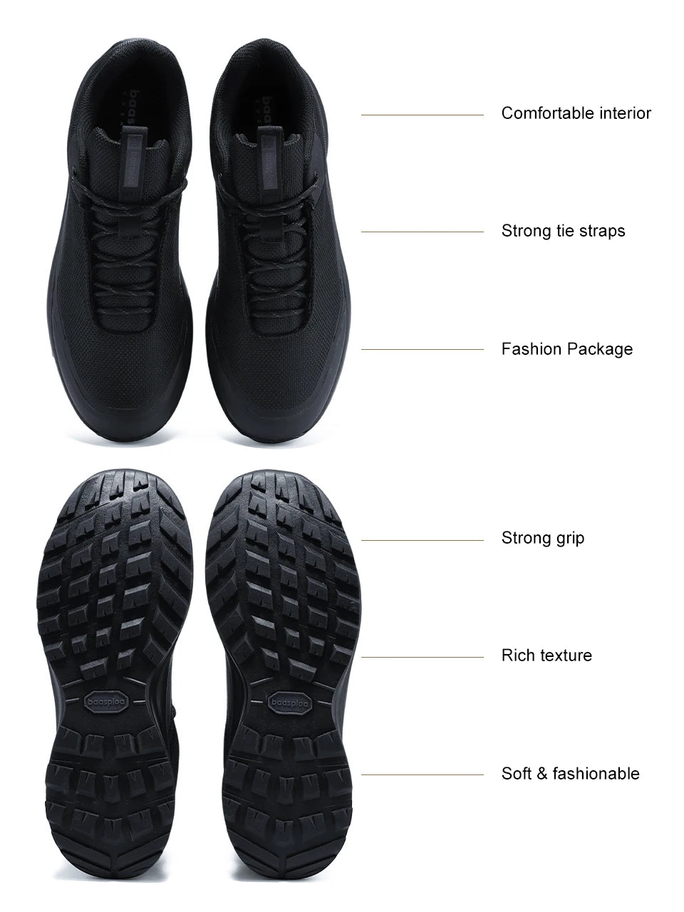Baasploa Hiking Shoes Men Outdoor Waterproof Camping Resistant Non Slip Sneakers Male Casual Lightweight Lace-Up Walking Shoes