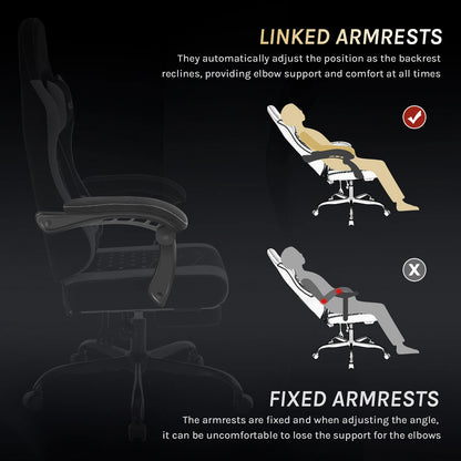Cadeira de computador giratória WOLTU com função de massagem, cadeira de escritório ergonómica com almofada e apoio para os pés, cadeira gaming ajustável em altura