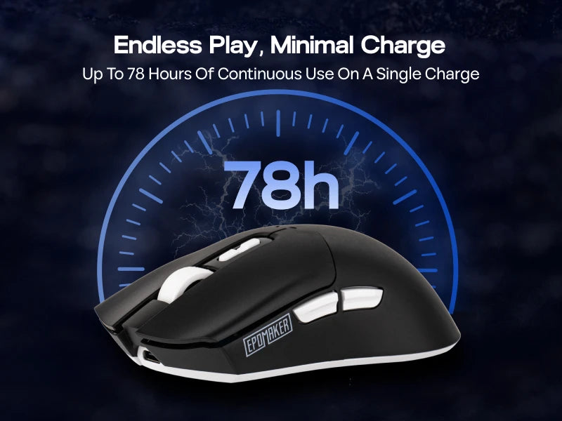Mouse da gaming EPOMAKER Click Lite cablato/BT/wireless 2.4GHz con sensore PAW3311, da 800 a 24000 DPI e batteria da 500mAh per PC/Mac/Linux