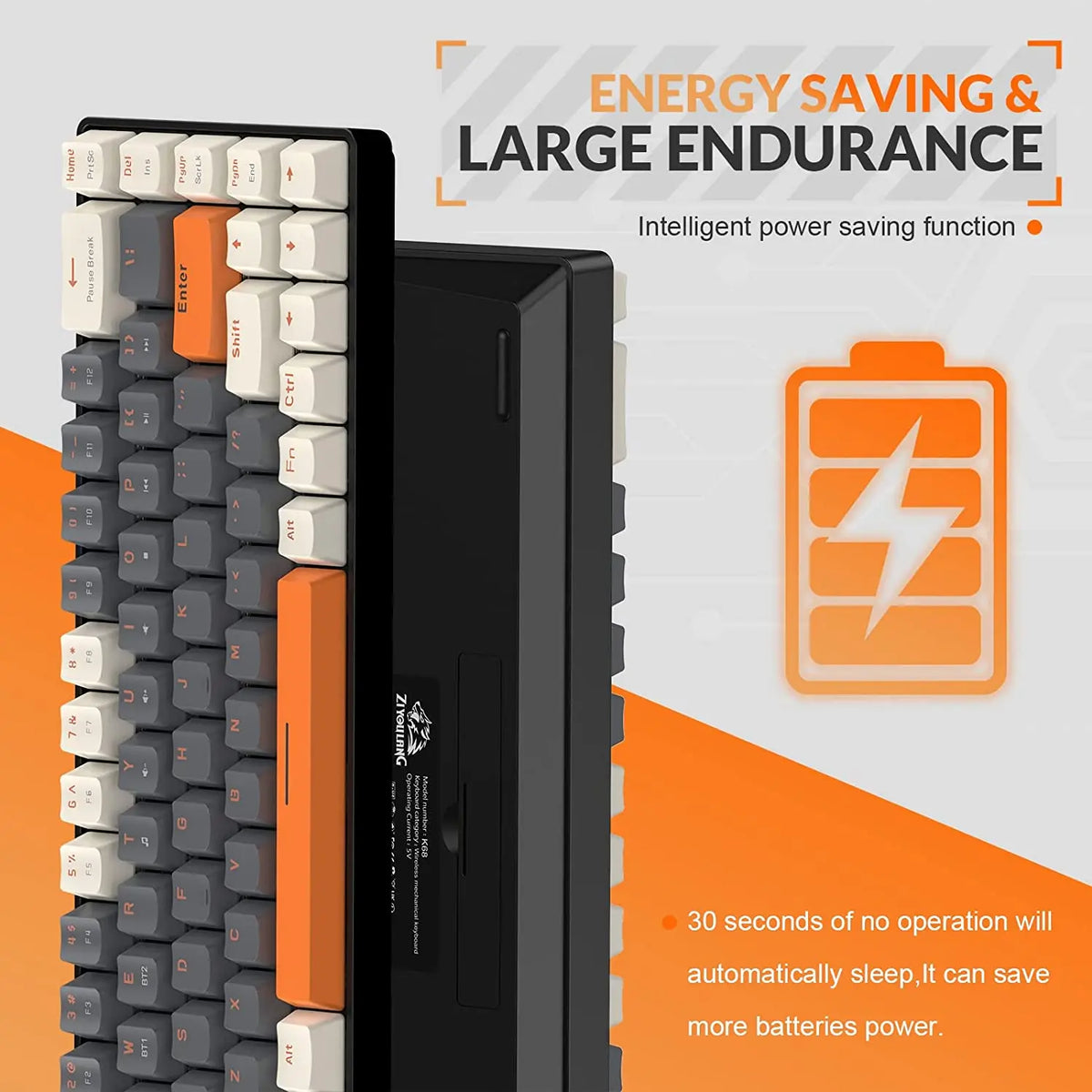 RK68 60% Wireless Mechanical Keyboard, Bluetooth 5.0 & 2.4GHz Gaming Keyboard, 68-Key Compact Mechanical Keyboard with Dual-Mode Receiver for PC, Mac & Tablet
