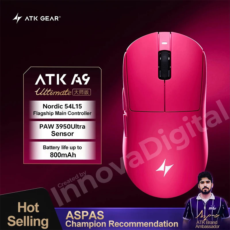 Ratón gaming inalámbrico ATK Dragonfly A9 Ultimate A9 Air PAW3950 ultraligero ergonómico para esports FPS CSGO A9 Ultra