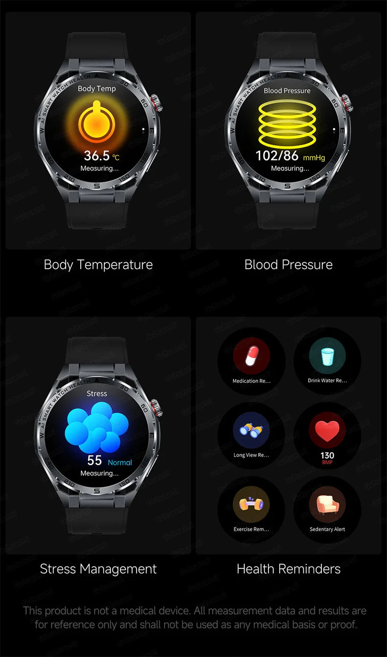 Smart Watch Men High-end Health Blood pressureblood oxygen lipids Uric acid Sapphire Smart watches Ai GPT Custom dial ECG 2026