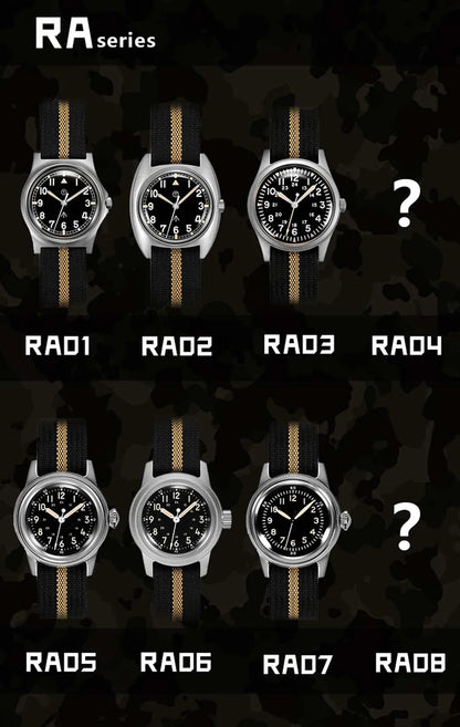 RDUNAE RA05 Vintage Military Watch 2035 Movement Quartz K1 Mineral Glass Crystal Stainless Steel Luminous Waterproof Men Watches