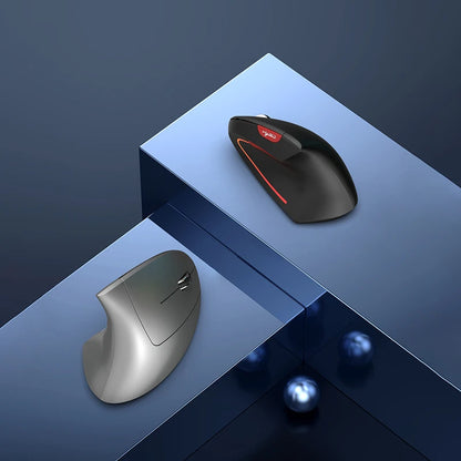 Rechargeable Bluetooth Vertical Mouse Dual-Mode Wireless Silent Gaming Mouse for Windows, Mac OS & Laptop, Ergonomic 2400 DPI Computer Mouse