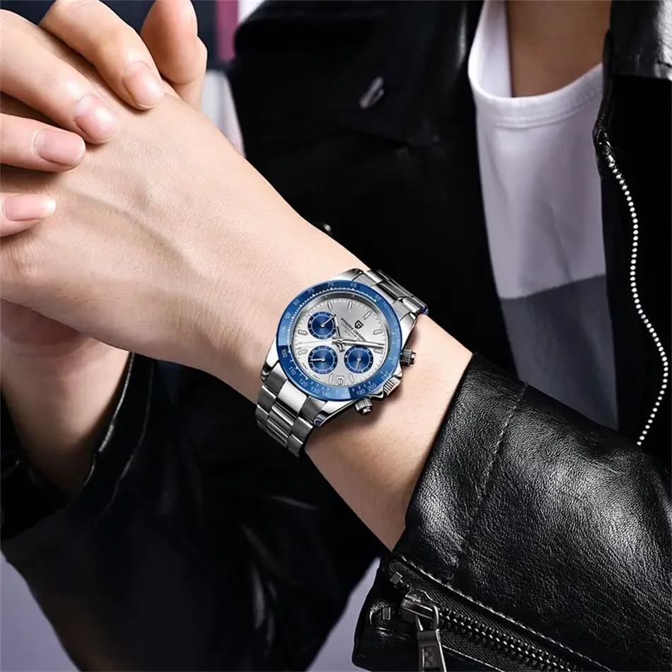 New PAGANI DESIGN PD1644 Luxury Men's Quartz Watch Automatic date Wristwatches Sport 100m Waterproof Chronograph Men Gift