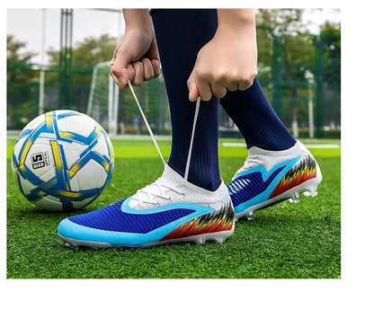 New Men Football Boots Shoes FG Soccer Shoes Non-Slip Cleats Ultralight Soccer Match Long Spikes Outdoor Training Drop Shipping