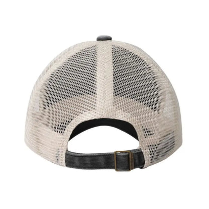 Jebiga Brate Print Vintage Mesh Baseball Cap Low Profile Trucker Hat for Men Breathable Cotton Summer Cool Hat Outdoor Ball Cap