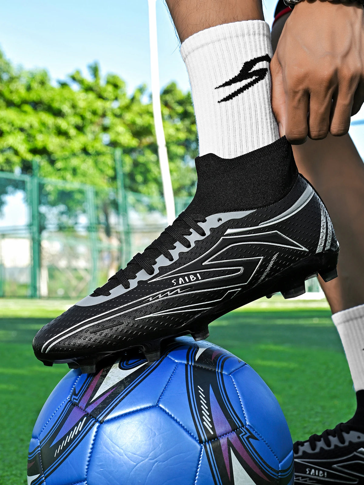 AG/FG Football Boots Unisex Kids Youth PU+Fabric Upper TPU Sole Anti-Slip Durable Outdoor Sports Pitch Training Shoes